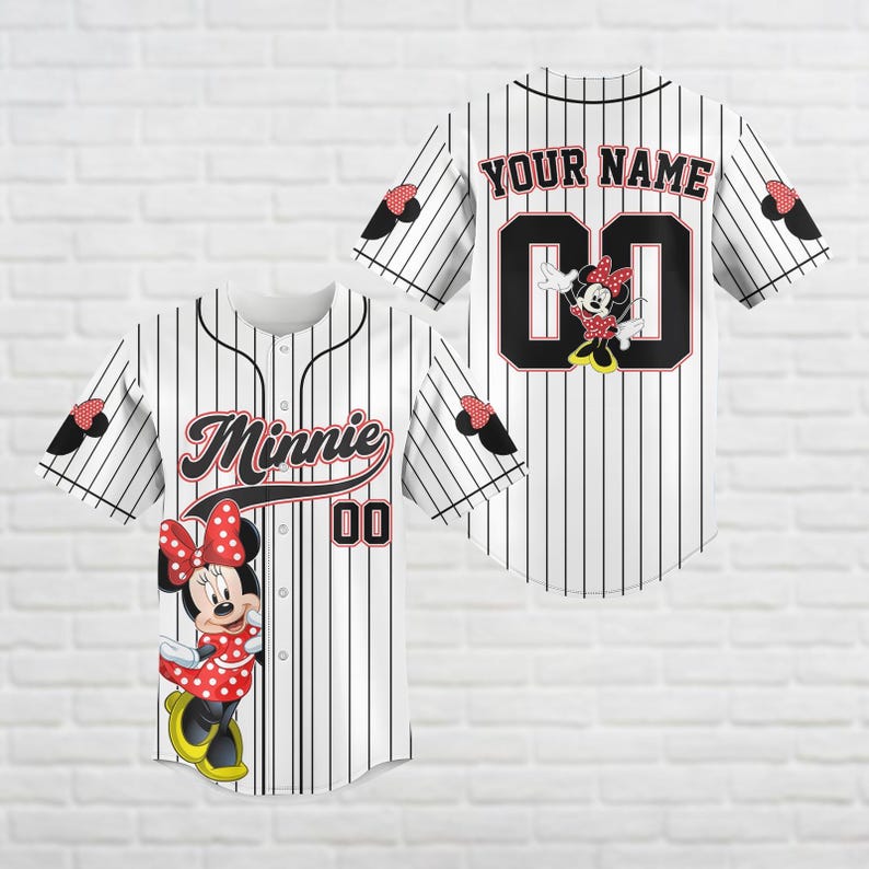 Personalized Disney Minnie Baseball Jersey, Minnie Mouse Jersey Shirt, Disneyland Baseball Team, Magic Kingdom Shirt, Gift For Her