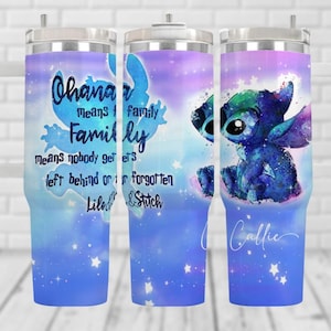 Custom Disney Stitch 40oz Tumbler, Ohana Means Family Tumbler Cup, Lilo And Stich Insulated Tumbler, Stitch Lover Gift, Gift For Her