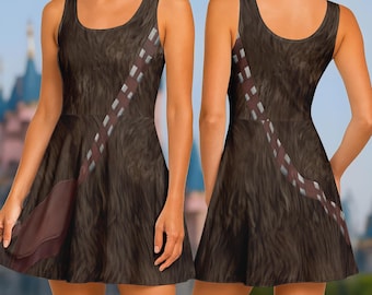 Vestido de Chewbacca para cosplay, vestido de Star Wars para mujer, vestido de Chewbacca para ella, vestido de vacaciones de películas de Disney, disfraz de Chewbacca