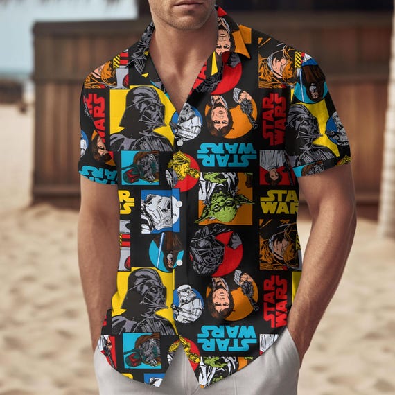 mens star wars dress shirt Star Wars Hawaiian Shirt, Star Wars Characters Button up Shirt, Darth Vader  Men Short, Star Wars Tropical Shirt, Gift for Him