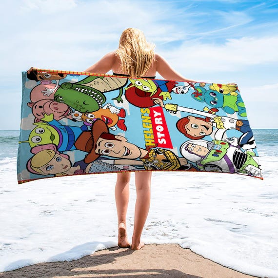 Personalized Toy Story Beach Towel, Disney Cartoon Bath Towel