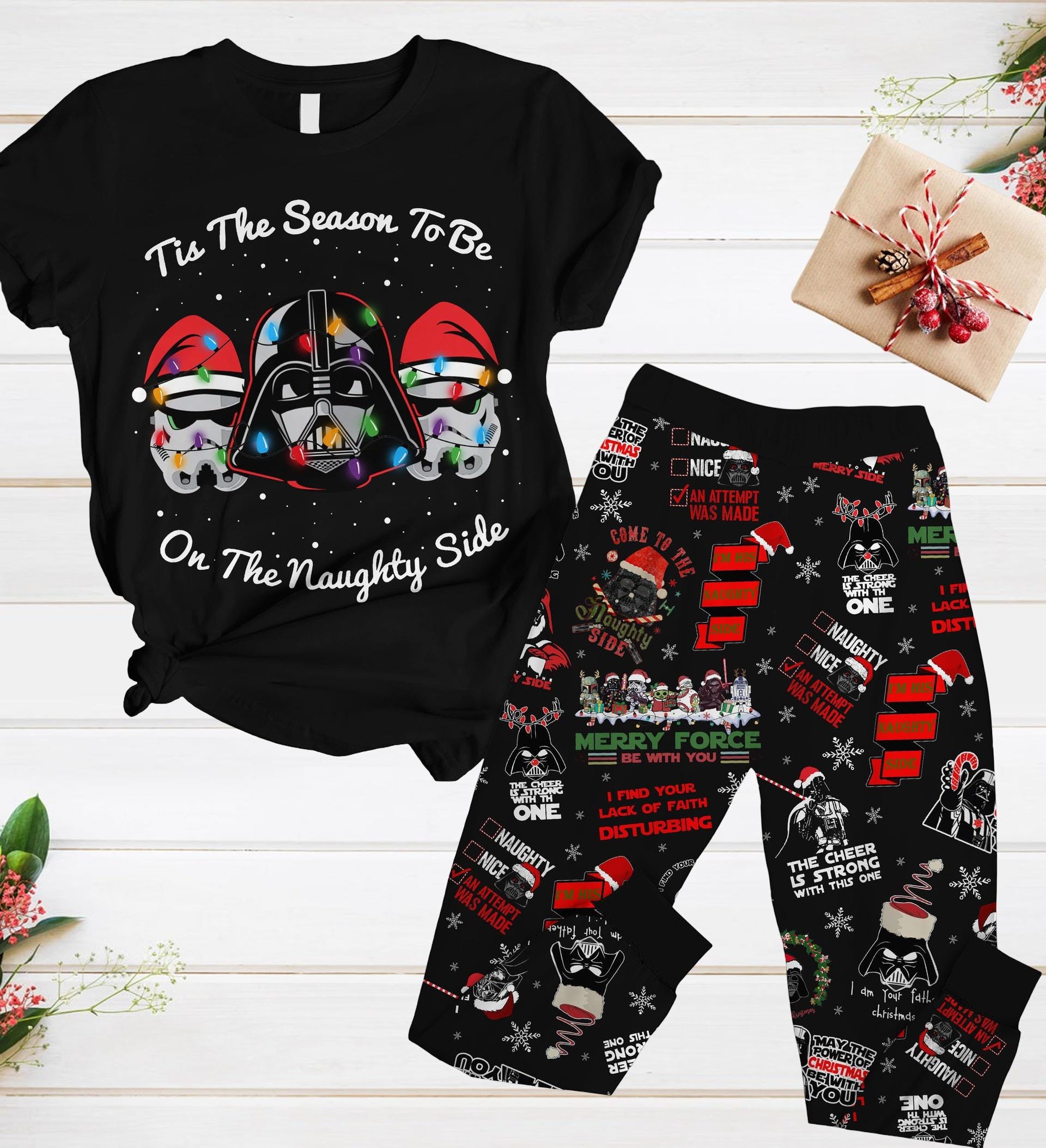 Discover Darth Vader Santa Christmas Pajamas Set, Star Wars Characters Sleepwear, Disney Magic Kingdom Pajamas