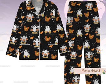 Halloween Pajamas, Halloween Women Pajamas, Cute Mickey Ghost Pajamas Set, Halloween Pumpkin Pj Set, Disney Halloween Shirt, Fall Gift