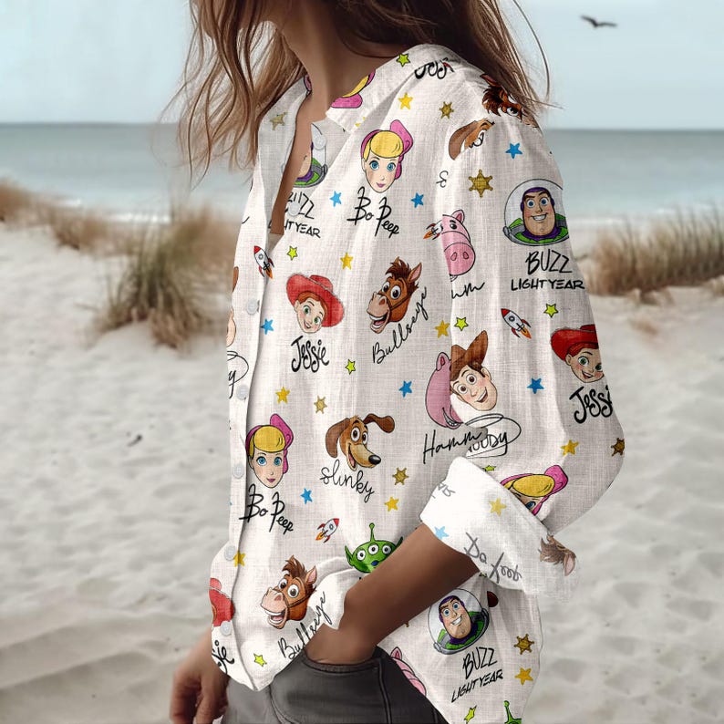Retro Toy Story Blouse Shirt, Disney Pixar Women Shirt, Woody Buzz Toy Story Long Sleeve Shirt, Magic Kingdom Gift