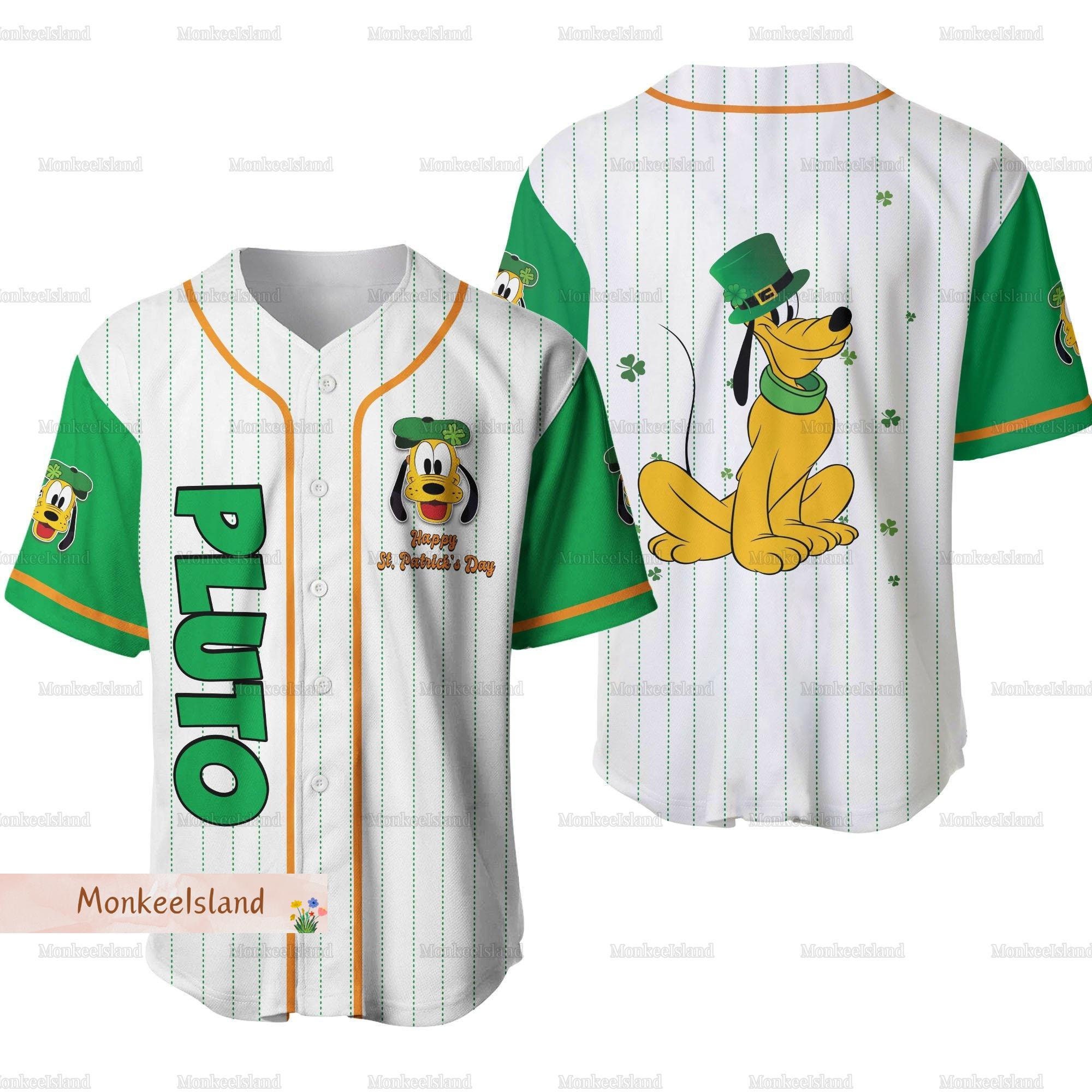 Happy St Patricks Day Jersey, Disney Pluto Jersey Shirt, Patrick's Day ...
