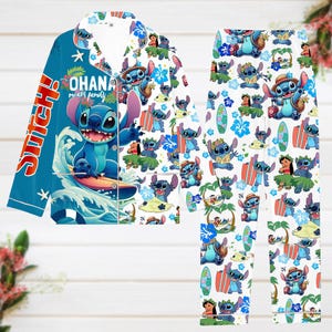 Disney Stitch Pajamas, Ohanas Means Family Pajamas Set, Lilo And Stitch Women Pajamas, Cartoon Movie Pj Set, Magic Kingdom Gift