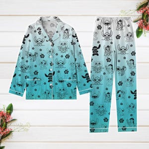 Stitch Pajamas Set, Disney Cartoon Women Pajamas, Lilo And Stitch Xmas Pajamas, Ohana Means Family Shirt, Disneyland Trip
