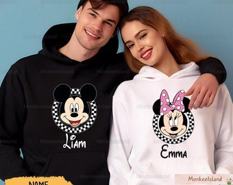 Camisa Mickey Minnie Mouse, sudadera con capucha de pareja de Disney, camisa a juego de pareja, camisa de pareja personalizada, sudadera con capucha a juego de Disney, regalo de pareja
