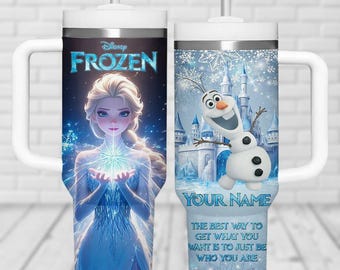 Vaso personalizado de Elsa de 40 oz, vaso de acero inoxidable de Frozen de Disney, vaso de Olaf, vaso de película de dibujos animados, regalo para ella