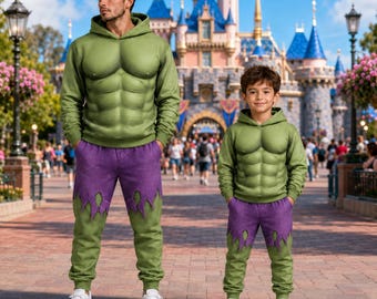 The Incredible Hulk Costume Hoodie Jogger, Green Hulk Cosplay Costume 3D Shirt, Super Hero Halloween Costume Outfit, Disneyland Gift