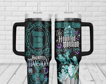 Halloween Haunted Mansion Tumbler 40oz, Foolish Mortals Insulated Tumbler, Hitchhiking Ghosts Tumbler Cup, Horror Movie Gift
