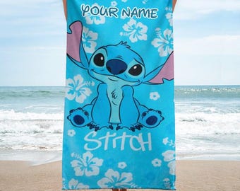 Benutzerdefinierte Disney Stitch Strandtuch, personalisierte Strandtuch, Ohana Means Family Badetuch, Disney Strandtuch, Sommertuch