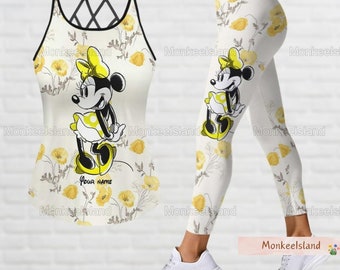 Canotta Minnie Mouse, Leggings Disney Minnie, Canotta personalizzata con croce del mouse, Leggings da donna Minnie, Regalo per lei