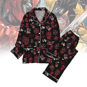 Deadpool Movie Pajamas Set, Superhero Thick Pajamas, Wolverine Midnight Shirt, Marvel Pjs For Women, Gifts For Fans