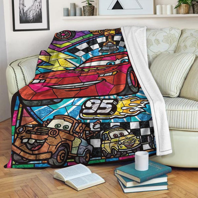 Disney Cars Blanket, Lightning McQueen Blanket, Disney Cartoon Fleece Blanket, Disney Gift For Fan