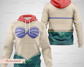 Halloween Ariel zeemeermin cosplay hoodie, kleine zeemeermin kostuum hoodie, Disney Ariel vrouwen hoodie, Halloween kostuum voor familiegroep tshirt