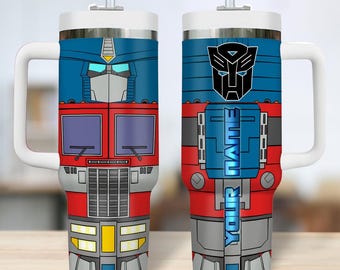 Personalized Transformer Tumbler 40 oz, Autobot Transformer Cup, Optimus Prime Insulated Tumbler, Transformer Fan Gift, Gift For Him