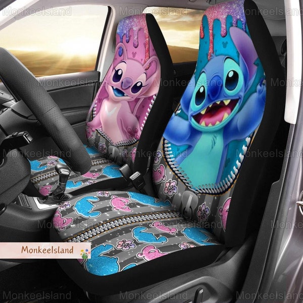 Stitch Angel Couple Seat Covers, Stitch Couple Seat Covers,Disney Couple Auto Seat Covers, Gift For Couple, Stitch Lover Gifts