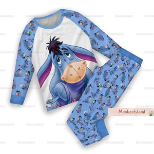 Funny Donkey Blue Pajamas, Donkey Blue Pajamas Set, Cute Donkey Blue Holiday Pajamas, Donkey Blue Pajamas Family, Matching Pajamas Set