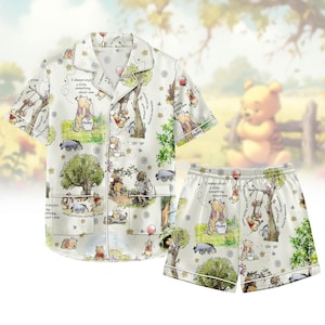 Winnie The Pooh Satin Pajamas Set, Pooh and Friends Women Sleepwear, Disney Movie Lounge Set, Pooh Lover Gift, Gift For Her