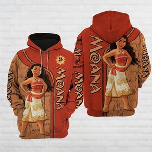Moana Princess Hoodie, Disney Cartoon 3D Hoodie, Walt Disney World Shirt, Disneyland Vacation Gift, WDW Trip Shirt, Birthday Gift