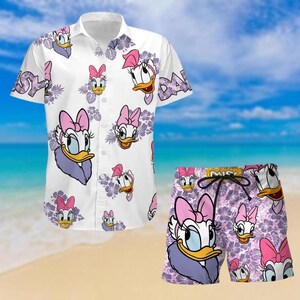 Daisy Duck Button Shirt, Disney Girls Hawaii Shirt, Disney Besties Women Shorts, Disneyworld Shirt, Cartoon Movie Gift,  Gift For Her