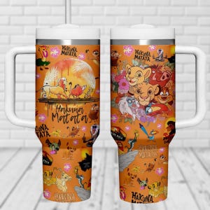 Disney Lion King 40oz Tumbler, Simba Timon Pumbaa Insulated Tumbler, Hakuna Matata Tumbler Cup, Animal Kingdom Gift