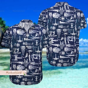 Halloween Star Wars Hawaii Hemd, Disney Star Wars Hawaii Hemd, Raumschiff Schlacht Hemd, Button Up Hemden, Star Wars Hemd für Männer