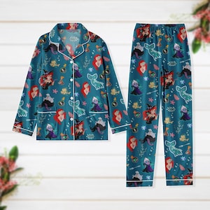 Halloween Ariel Princess Pajamas, Ursula Villains Pajamas Set, Disney Witches Pj Set, The Little Mermaid Fan