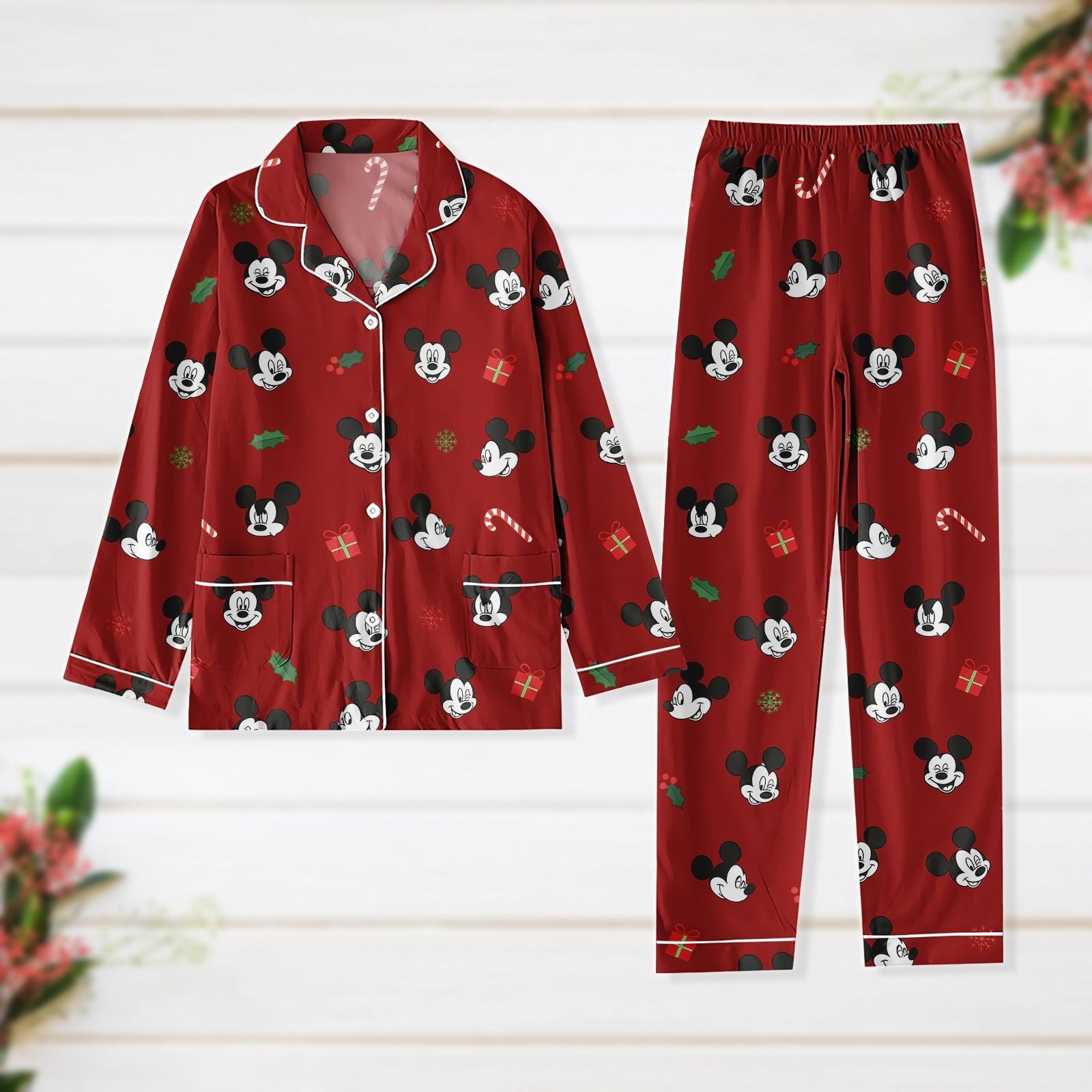 7STAR Mickey And Minnie Love Pajama Set - Mint And Black Sleepwear For Junior Women, Tank & Shorts Set