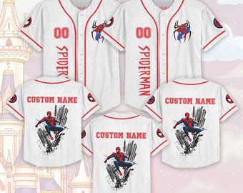 Maillot de baseball personnalisé Spider Man, maillot Disneyland personnalisé, équipe de baseball de super-héros, maillot homme Disney Amazing Spider
