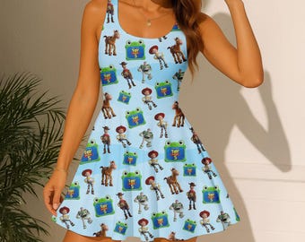 Woody Buzz Lightyear Jessie Bullseye Dress, Toy Story 5 Skater Dress, Cute Disney Pixar Women Dress, Toy Story Land Vacation Outfit