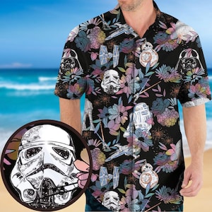Star Wars Hawaiian Shirt, Stormtrooper Floral Shirt, Star Wars Button Up Shirt, Dark Side Summer Shirt, Aloha Shirt, Star Wars Gift
