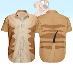 Halloween König der Löwen Kostüm Button Shirt, Timon König der Löwen Cosplay Shirt, Animal Kingdom Hawaii Hemden, Halloween-Kostüm für die Familie Gro
