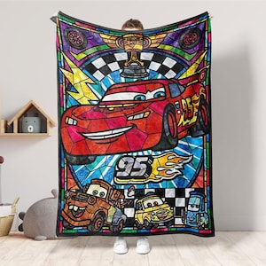 Disney Cars Blanket, Lightning McQueen Blanket, Disney Cartoon Fleece Blanket, Disney Gift For Fan