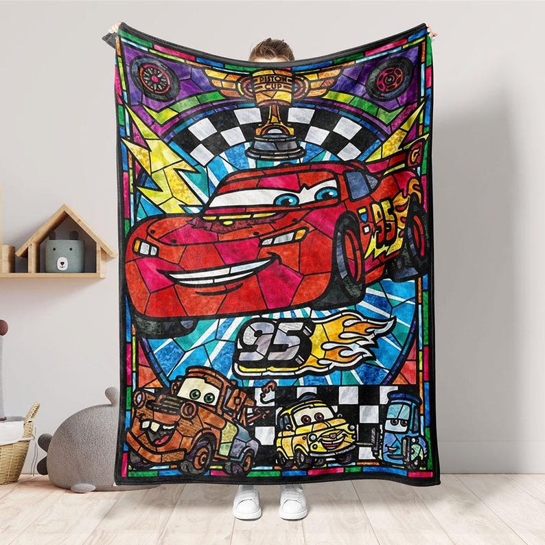 Disney Cars Blanket, Lightning McQueen Blanket, Disney Cartoon Fleece Blanket, Disney Gift For Fan