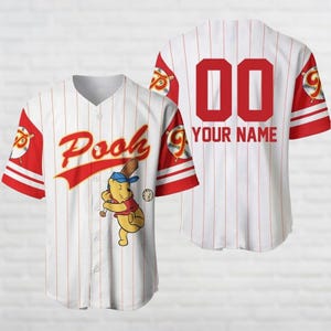 Camiseta de béisbol de Winnie The Pooh, camiseta de jersey de oso Pooh, camiseta de béisbol de dibujos animados de Disney, camiseta de Magic Kingdom, regalo de Disneyland