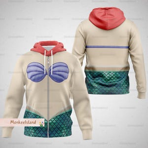 Halloween Ariel Mermaid Cosplay Hoodie, Little Mermaid Costume Hoodie, Disney Ariel Women Hoodie, Halloween Costume For Family Group Tshirt