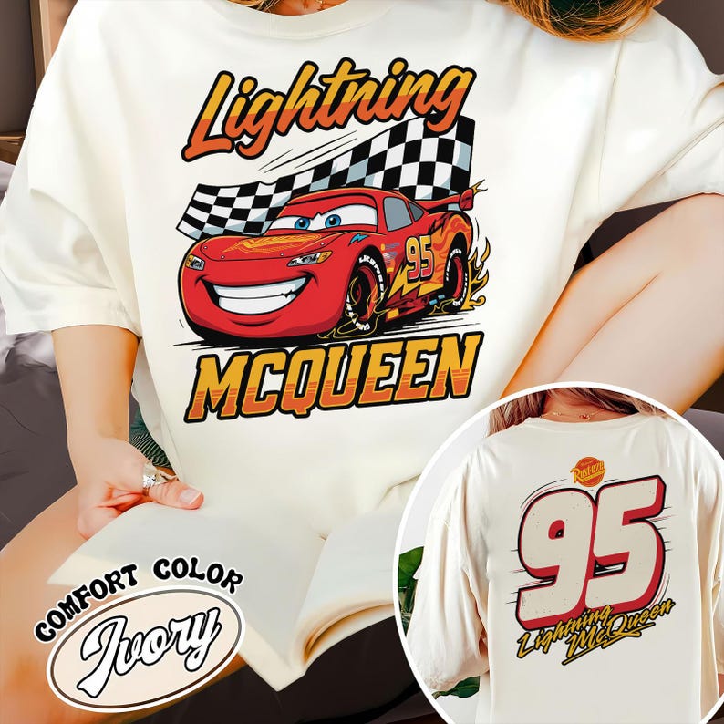 Vintage Lightning McQueen Comfort Colors Shirt, Disney Pixar Cars Shirt, Retro McQueen Graphic Tee, Disney Vacation Trip Shirt