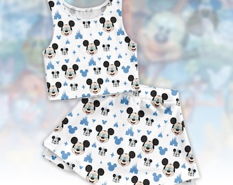 Mickey Mouse Activewear Set, Disney Castle Athletic Set, Disney Sunglasses Skirt Set, Summer Clothes, Disneyland Vacation Outfit