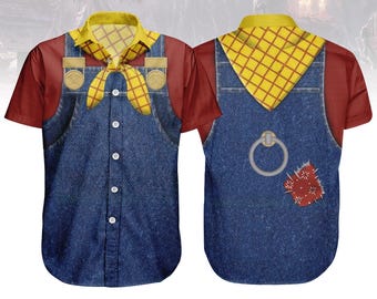 Camisa con botones para disfraz de villanos de Toy Story para Halloween, camisa de cosplay de Stinky Pete, disfraz de Halloween para grupo, regalo para fiesta de Halloween.