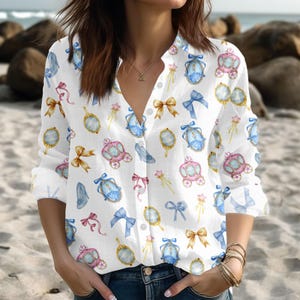 Disney Princess Blouse Shirt, Cinderella Princess Women Shirt, Fairytale Long Sleeve Shirt, Disneyland Shirt, Gift For Her