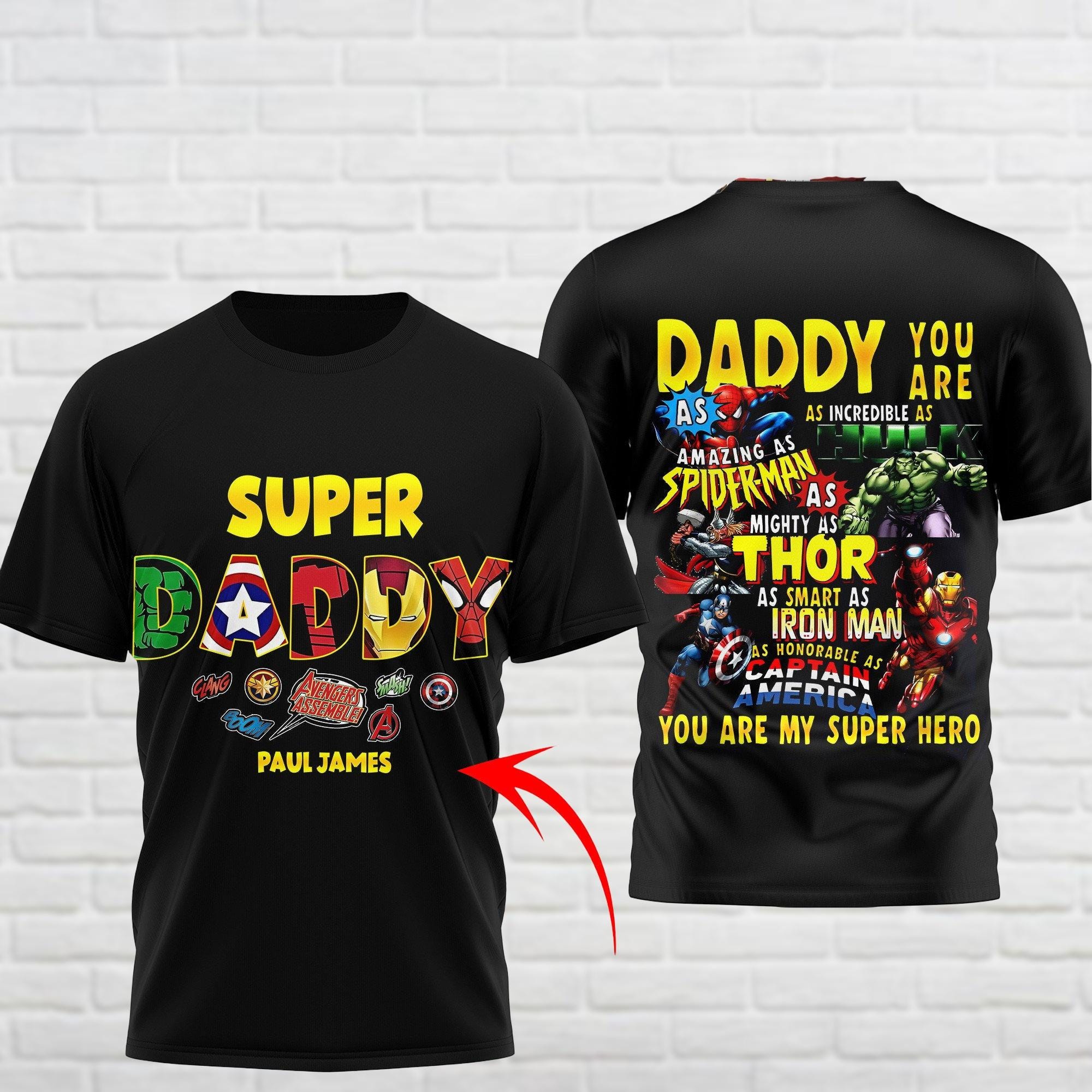 T-shirt Marvel Avengers Mightiest Dad - Adulte - Noir - Taille 3XL - Cadeau Fête Des Pères