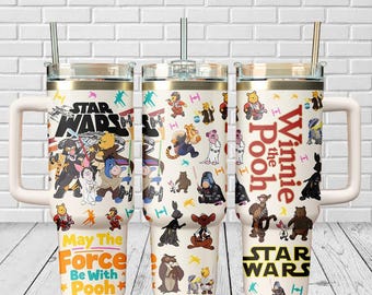 Vaso de Winnie the Pooh de 40 oz, vaso de Pooh y sus amigos, vaso térmico de la película Star Wars, regalo para los amantes de Pooh