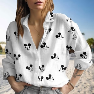 Mickey Mouse Blouse Shirt, Disney Mouse Blouse Women Shirt, Cartoon Casual Shirt, Mickey Summer Shirt, Magic Kingdom Shirt