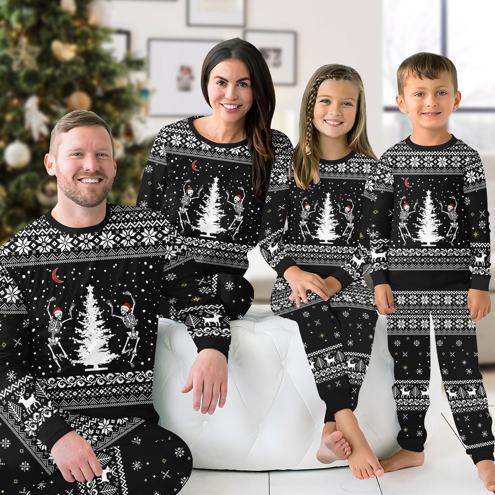 Discover Dancing Skeleton Christmas Pajama Set for Adults