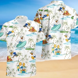 Donald Duck Hawaiian Shirt, Disney Duck Button Down Shirt, Cartoon Movie Summer Shirt, Magic Kingdom Shirt, Gift For Him
