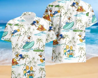 Camisa hawaiana del Pato Donald, camisa abotonada del Pato Disney, camisa de verano de la película de dibujos animados, camisa del Reino Mágico, regalo para él