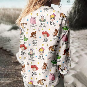 Retro Toy Story Blouse Shirt, Disney Pixar Women Shirt, Woody Buzz Toy Story Long Sleeve Shirt, Magic Kingdom Gift