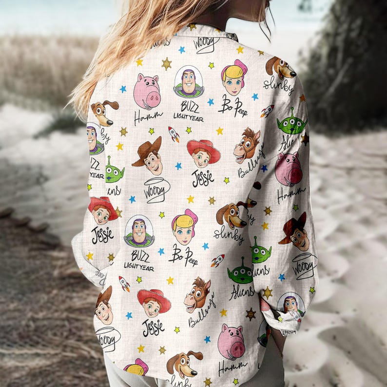 Retro Toy Story Blouse Shirt, Disney Pixar Women Shirt, Woody Buzz Toy Story Long Sleeve Shirt, Magic Kingdom Gift